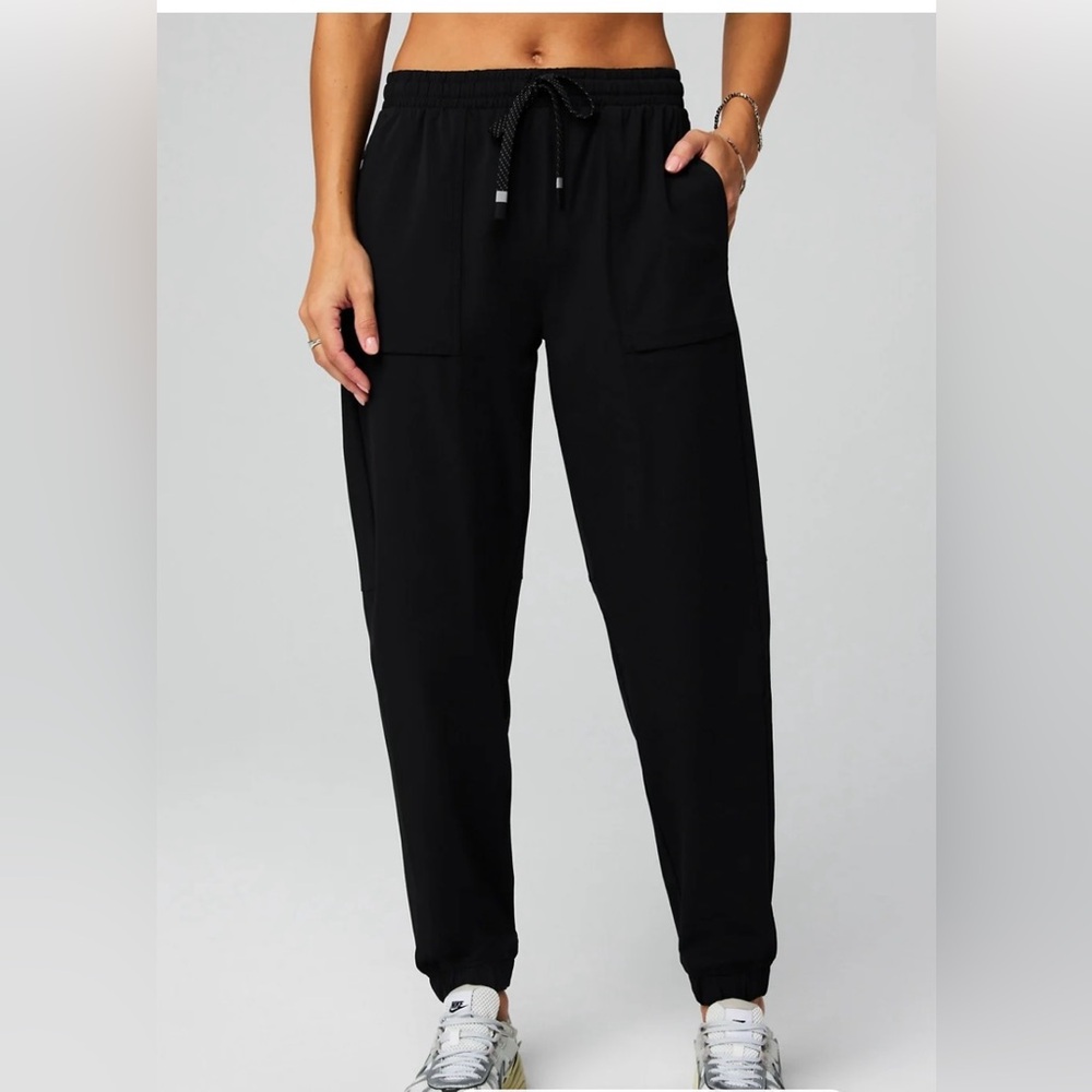 Fabletics Black Track Pants with Elastic Waistband